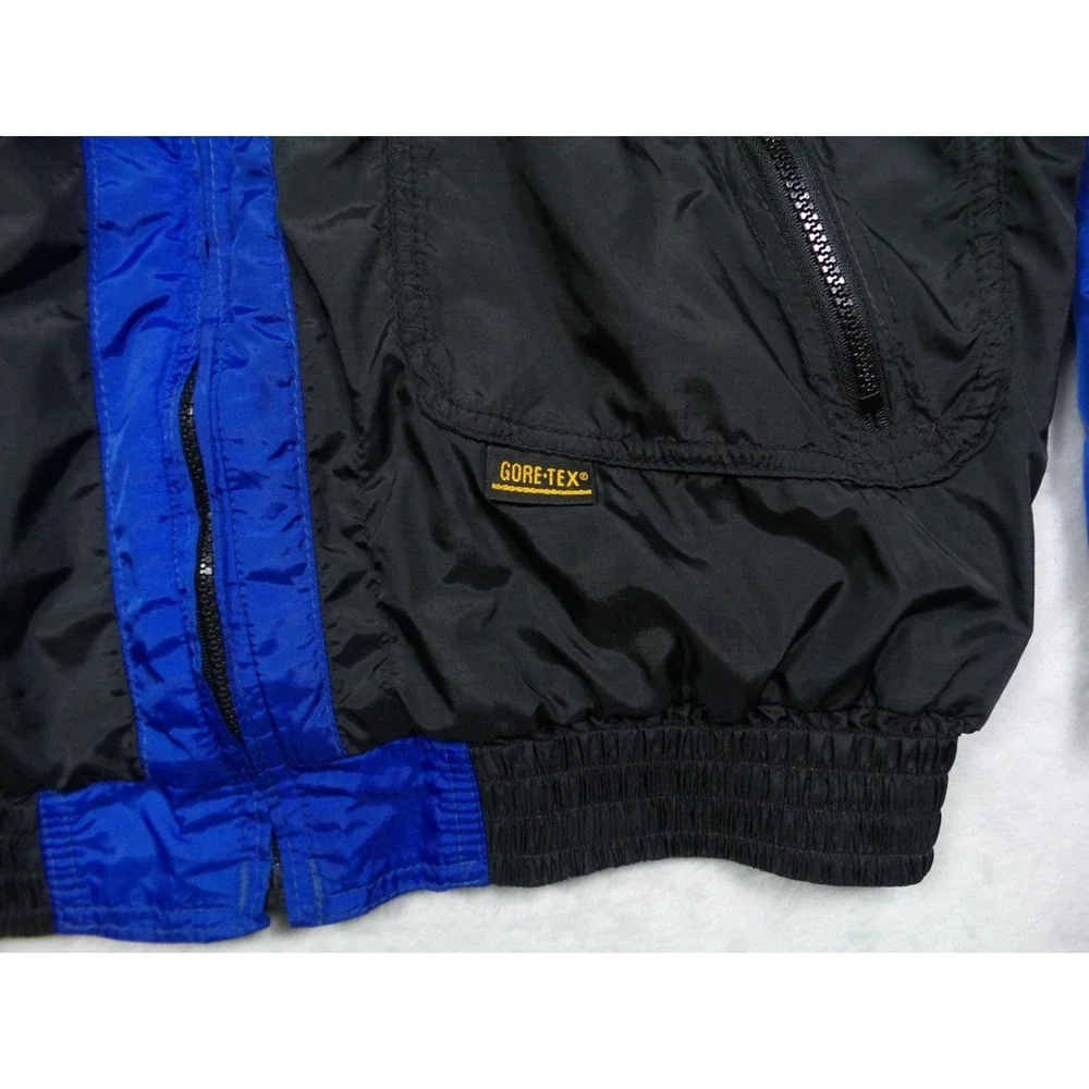 Vintage 10X Gore-Tex Jacket Mens Size Large Blue Black Rainwear Full Zip Pockets